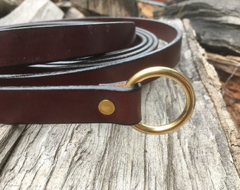 French Bull Leather Ring Belt, Made in France, Entirely