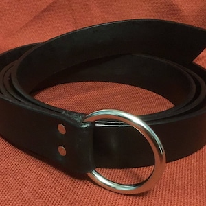 1.5&quot; Black Medieval Ring Belt - Choice of Rings!  Latigo Leather for Renaissance, SCA, Faire, Cosplay, Sword, Rennie, Knight, Pirate, Viking
