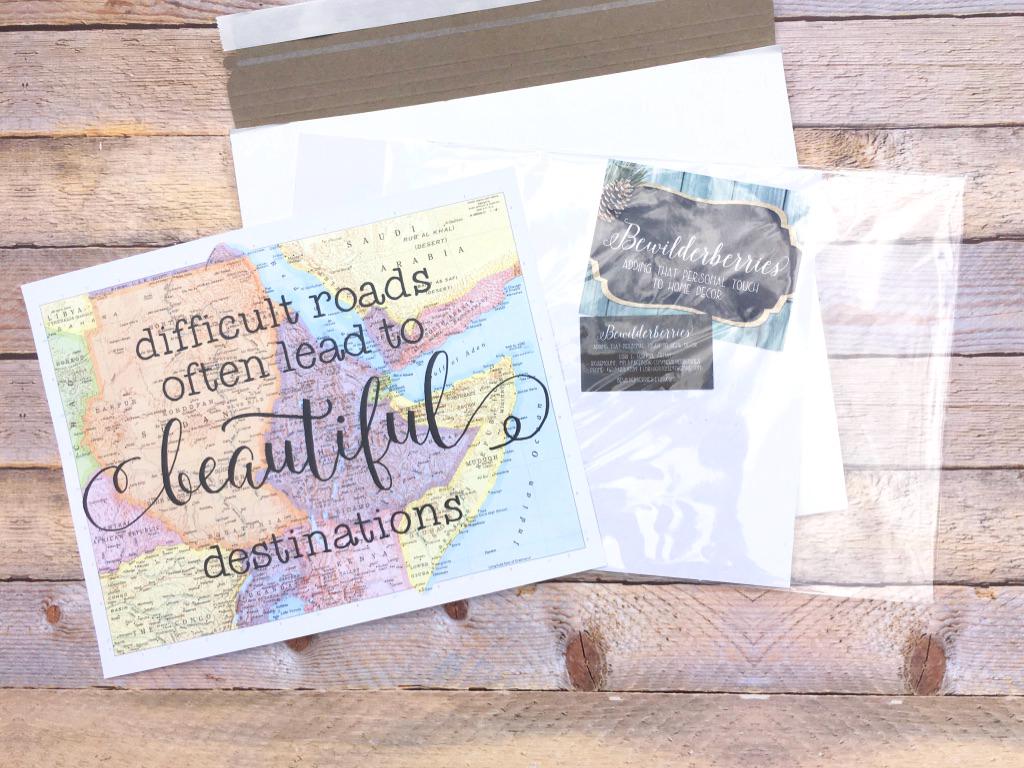 Uplifting Encouraging Map Print Adventure Quote Wall Art Travel Gift ...