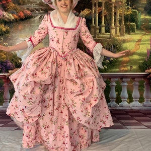 18th century colonial Rococo Baroque Georgian Marie Antoinette Robe Anglaise Polonaise Fetes Galantes gown