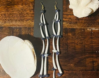 Black & White Dentalia Earrings