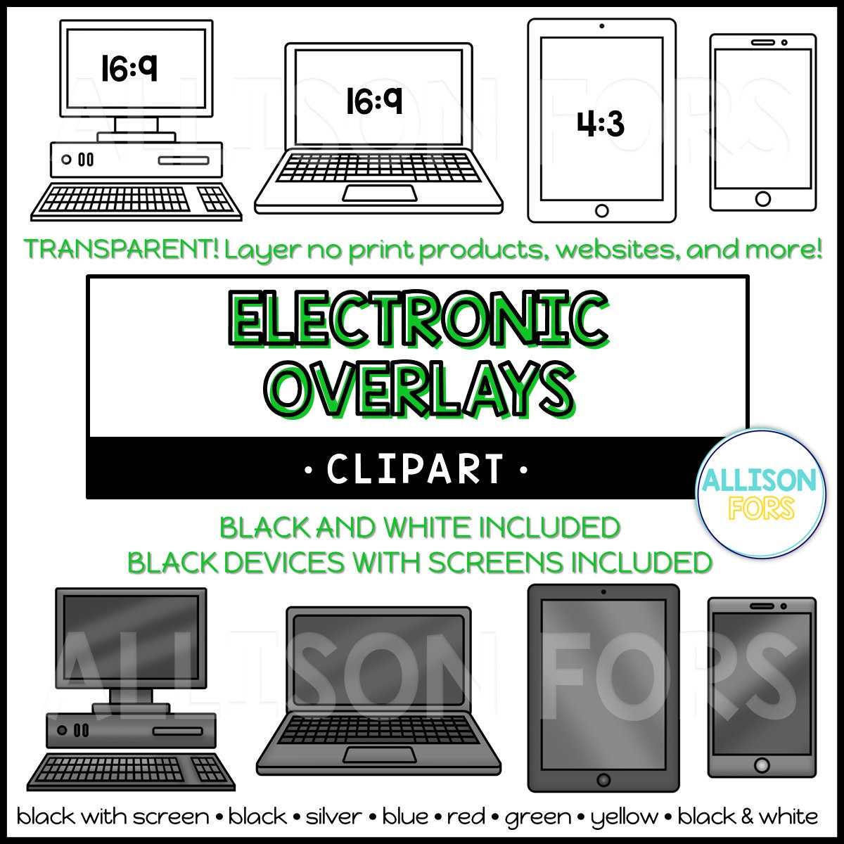 Electronic Overlay Clip Art computer, Laptop, Tablet, Phone - Etsy