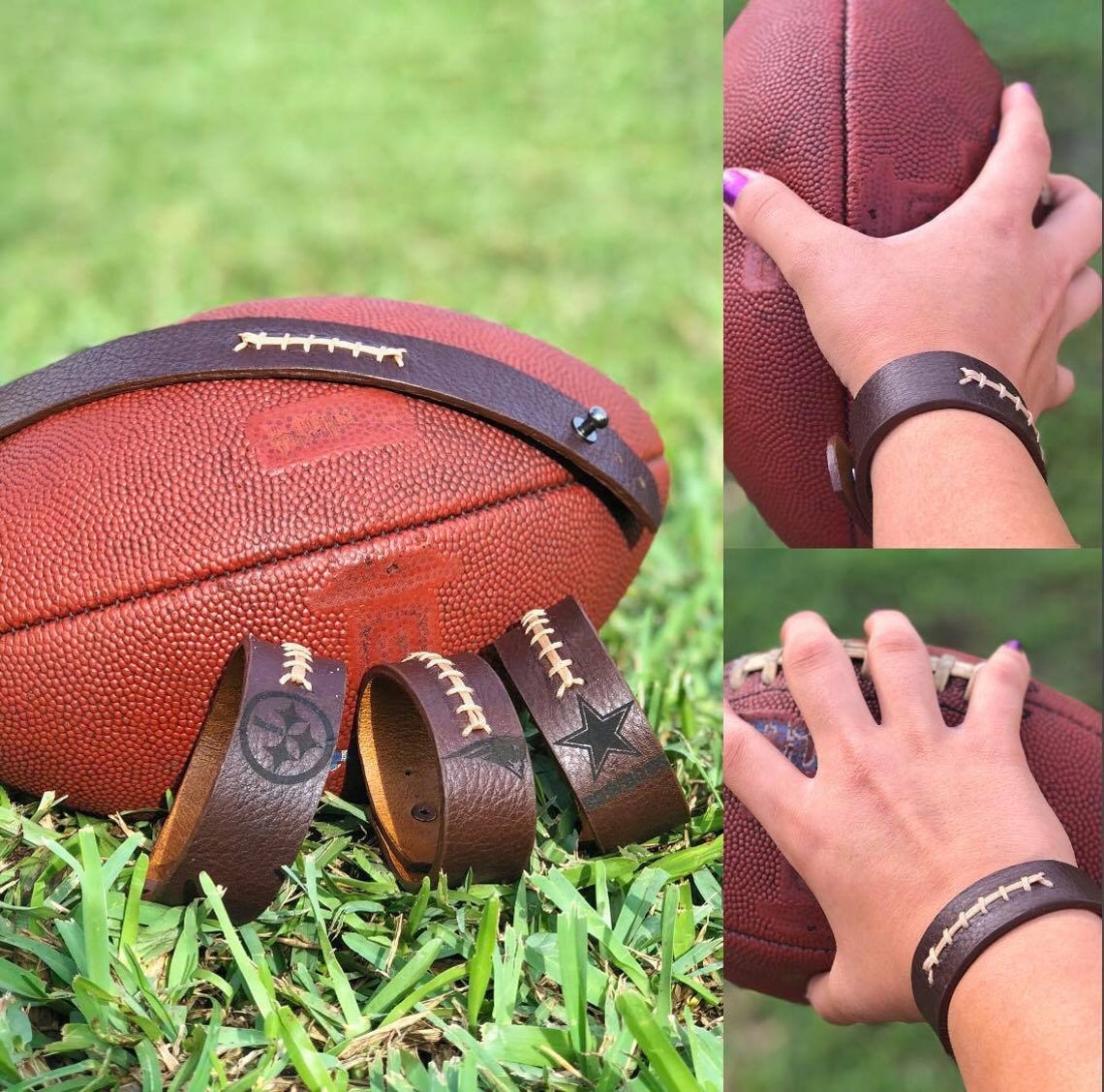 Football Wristband Genuine Leather Customized Personalized | Etsy