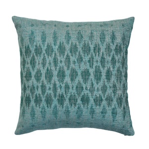 Teal Jacquard Pillow Cover: Southwestern Tribal Design