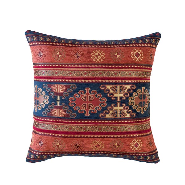 KILIM PILLOW Cover - Turkish Pillow -Tribal Pillow Cover -Ethnic Pillow Cover -Geometric Pattern -Orange and Navy Pillow -Kilim Throw Pillow