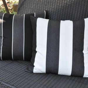 Sunbrella Pillow Cover -Black and White Pillow Cover -Striped Outdoor Pillow - Outdoor Throw Pillow - White and Black - Wide Stripes Pillows