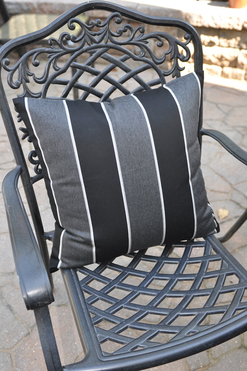 Sunbrella Pillow Cover black and White Pillow Cover striped Etsy