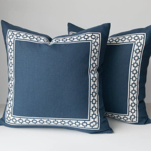 Navy Linen Pillow Cover Linen Pillows Navy Blue Pillow Etsy