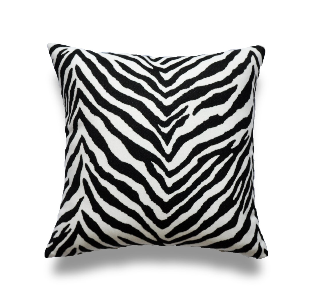 ZEBRA PRINT PILLOW Cover Black and White Cover Sunbrella Pillow Cover