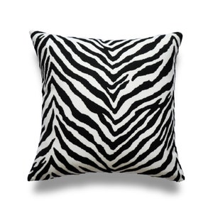 Zebra Print Pillow Cover: Black and White Sunbrella Throw Pillow