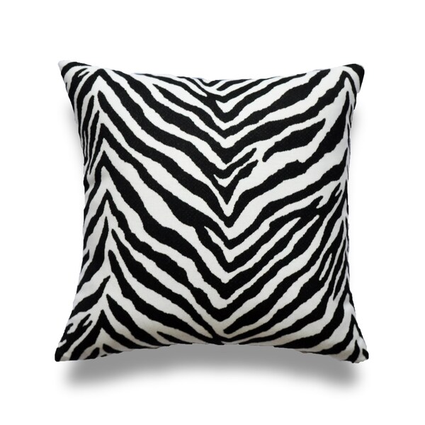 Zebra Print Pillow Cover: Black and White Sunbrella Throw Pillow