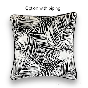 Sunbrella Tropical Pillow Cover: Black and White Leaves, Outdoor Accent