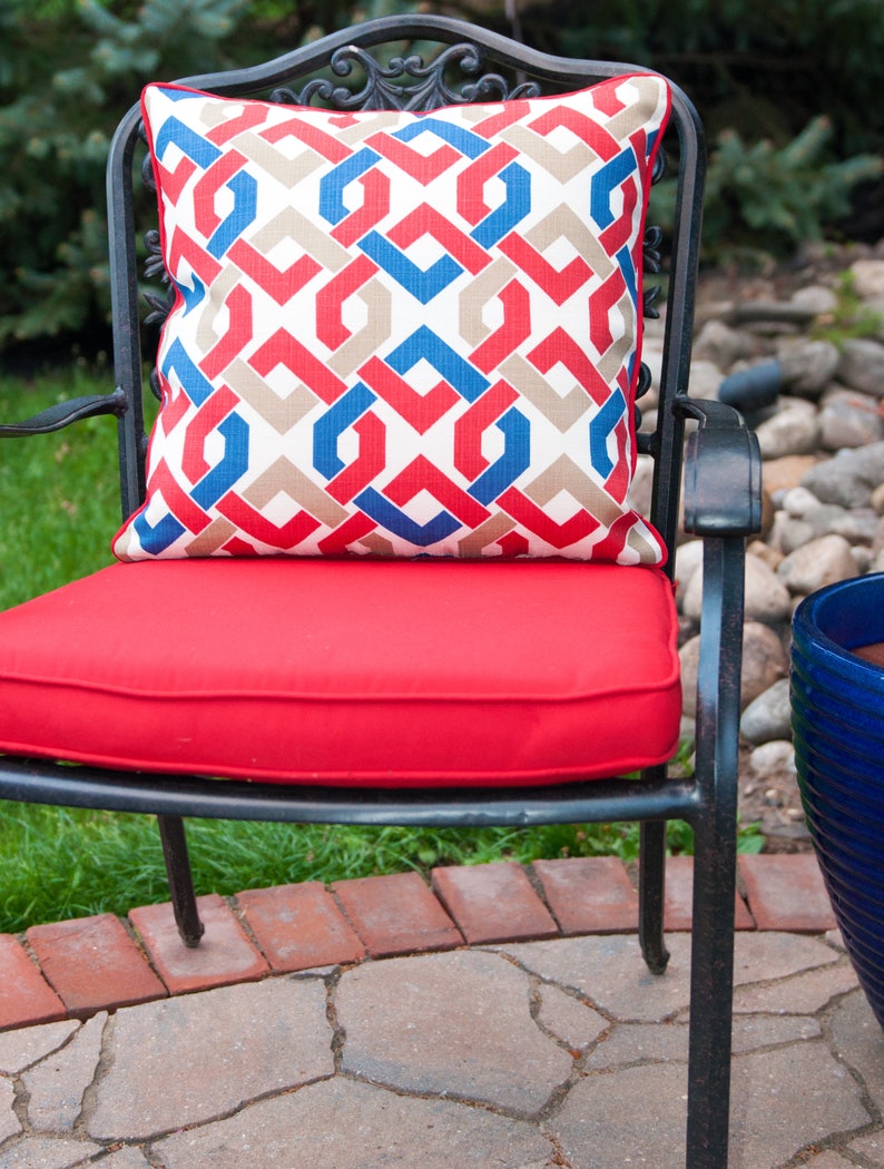 OUTDOOR PILLOW COVER Red Blue And White Pillow Cover Etsy