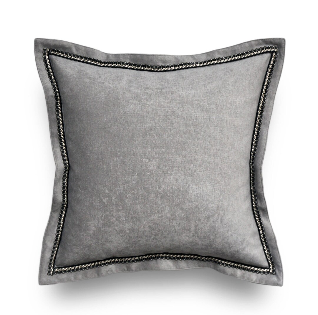Gray Velvet Throw Pillow Cover Solid Throw Pillow gray Etsy