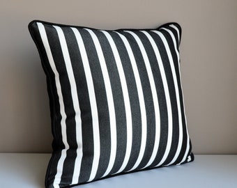 Sunbrella Pillow Cover -Black and White Pillow Cover -Sunbrella® Fabric Pillow Cover -Striped Outdoor Pillow - Outdoor Throw Pillow