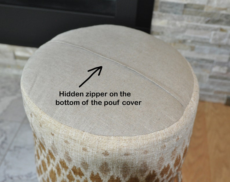 POUF COVER Pouf Ottoman Cover Ottoman Seat Cover Round Etsy