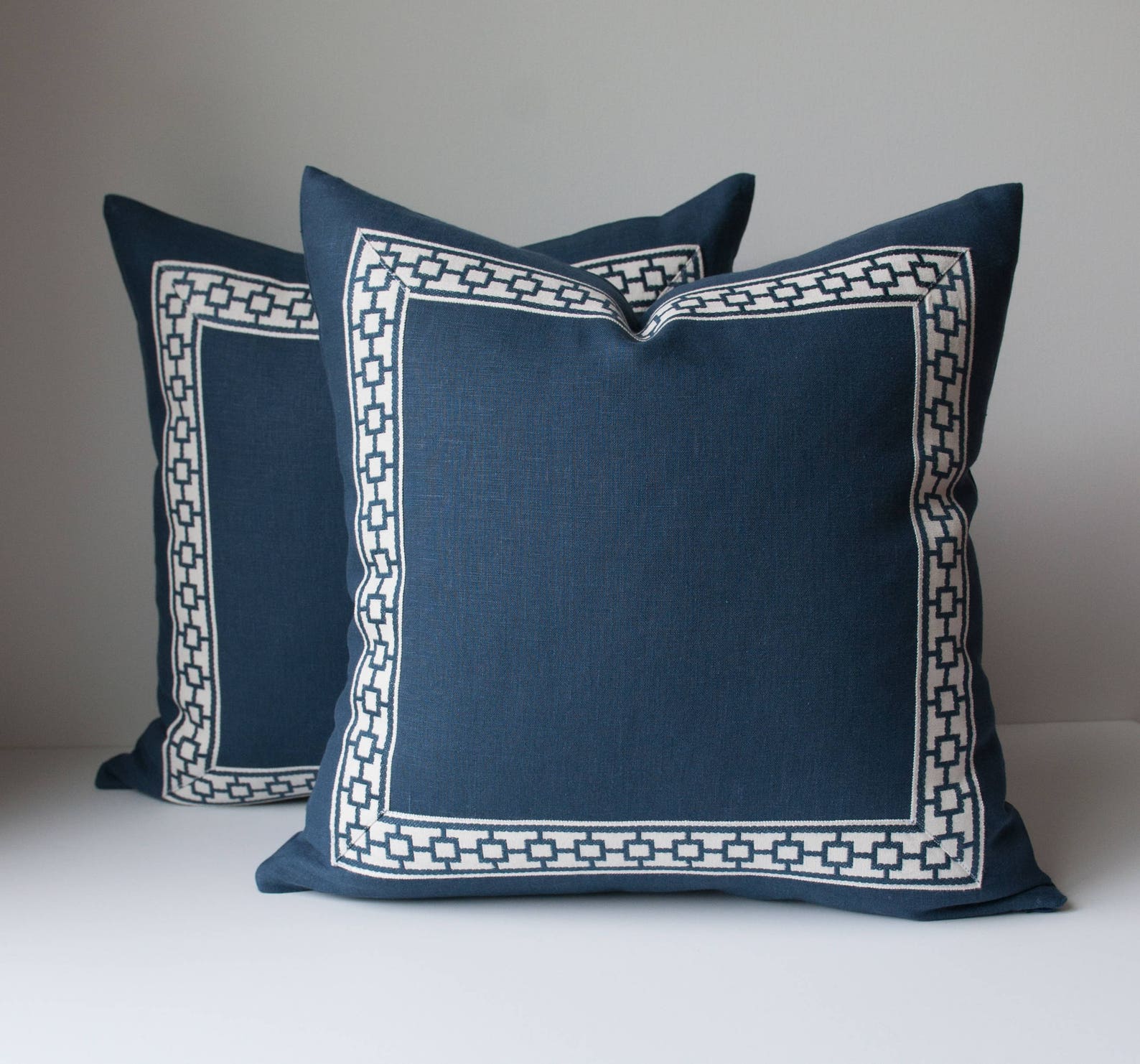 Navy Throw Pillow Cover Linen Pillow Cover navy Pillow Etsy