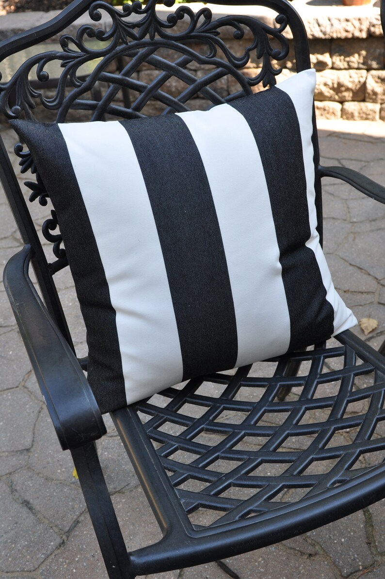 Sunbrella Pillow Cover Black and White Pillow Cover Striped Etsy