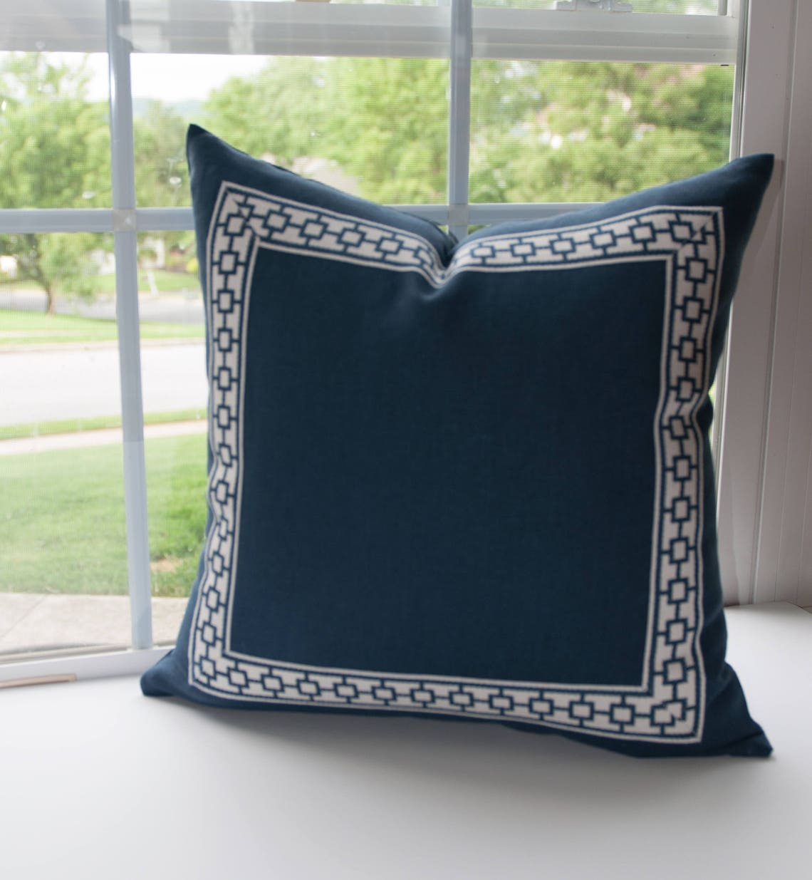Navy Throw Pillow Cover Linen Pillow Cover navy Pillow Etsy