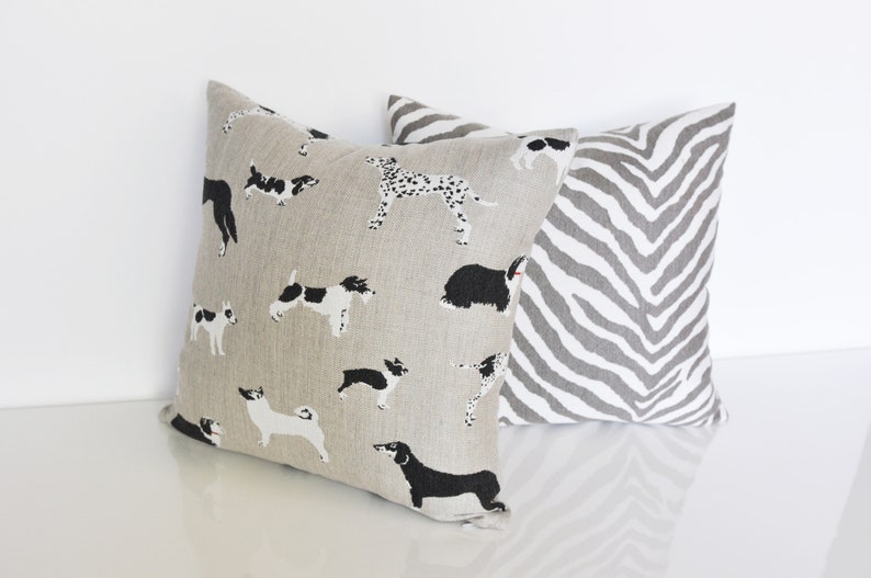 Sunbrella Pillow Cover Dog Lover Gift Animal Print Pillows Dog Print Pillow Cover- Beige Pillow Cover Outdoor Pillow Cover