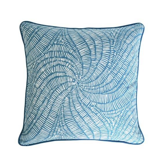 Turquoise Pillow Cover Robert Allen Pillow With Piping Etsy