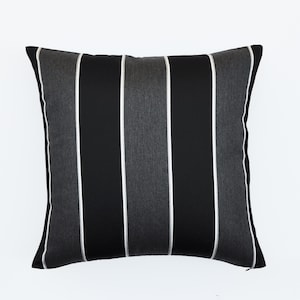 Sunbrella Pillow Cover -Black and White Pillow Cover -Striped Outdoor Pillow - Outdoor Throw Pillow - Gray and Black - Wide Stripes Pillows