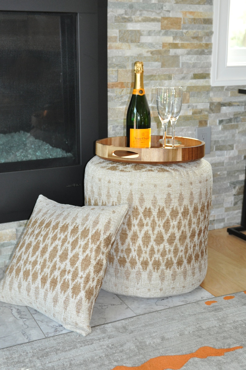 POUF COVER Pouf Ottoman Cover Ottoman Seat Cover Round Etsy