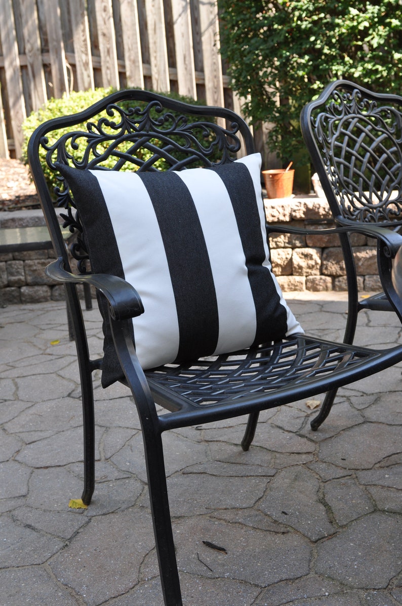 Sunbrella Pillow Cover Black and White Pillow Cover Striped Etsy