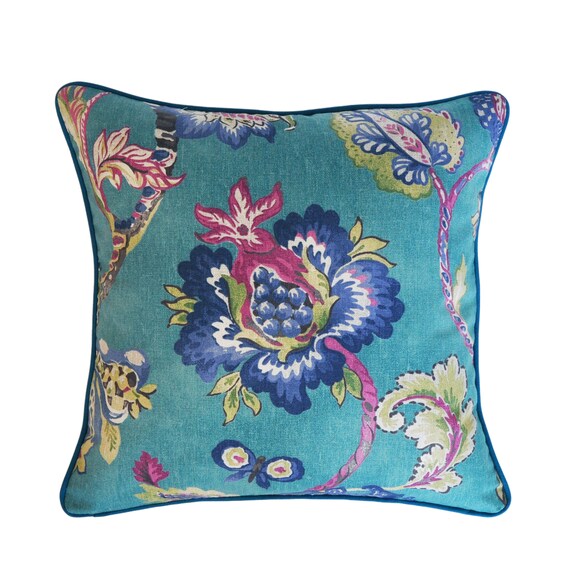 Peacock Pillow Cover Robert Allen Pillow Cover Designer Etsy