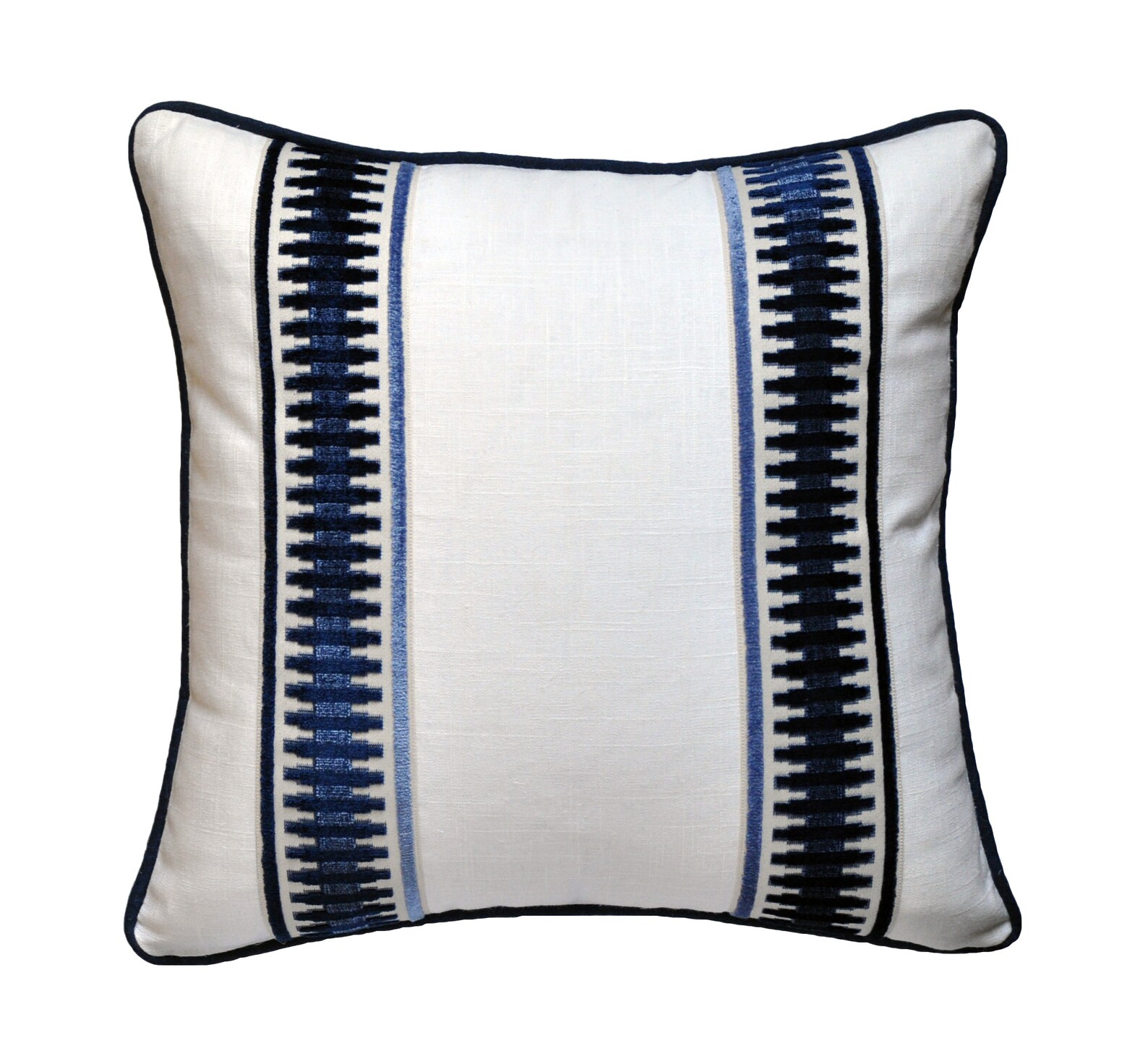 White Linen Pillow Cover White and Navy euro Pillow Cover Etsy