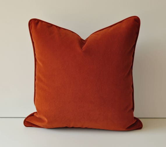 Copper Pillow Cover Velvet Throw Pillow Cover Orange Pillow Etsy
