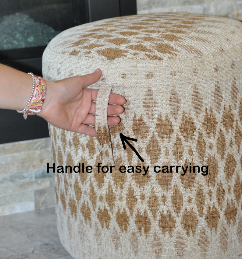 POUF COVER Pouf Ottoman Cover Ottoman Seat Cover Round Etsy