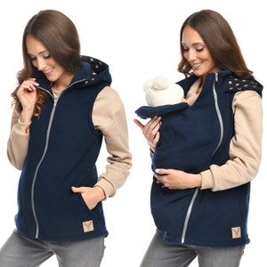 MijaCulture 3in1 Maternity warm Babywearing Vest / Hoodie / Jacket / Sweatshirt / for Baby Carriers 4131 navy