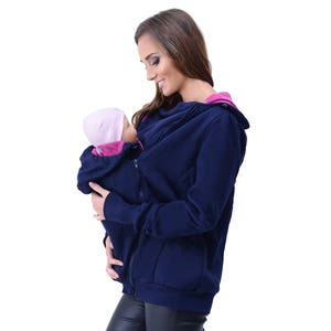 Mija - Moletom / jaqueta / moletom / para porta-bebês quentinho para maternidade 4046 - azul marinho