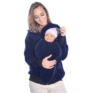 Mija - Moletom / Jaqueta / Moletom de lã para maternidade / para porta-bebês 4047 - azul marinho