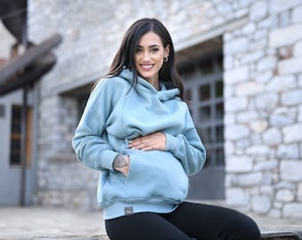 MijaCulture 2 in 1 Maternity and Nursing breastfeeding warm Pullover Molly M001 Turquoise