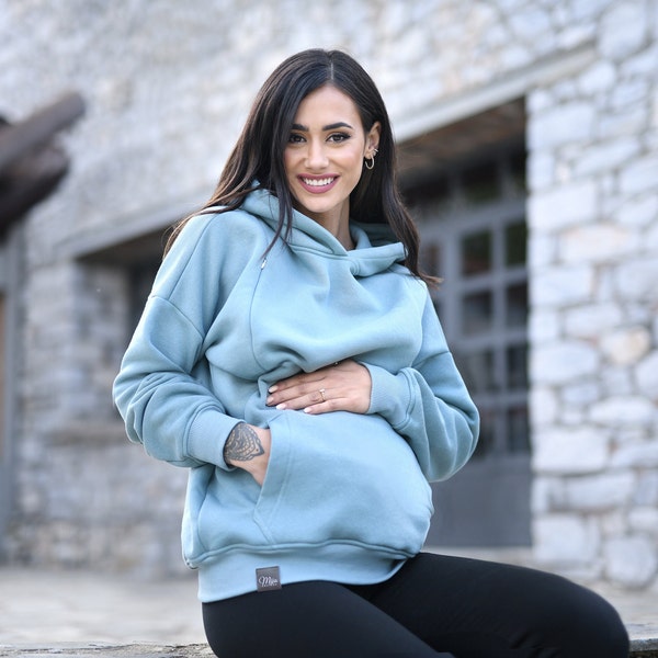 MijaCulture 2 in 1 Maternity and Nursing breastfeeding warm Pullover Molly M001 Turquoise