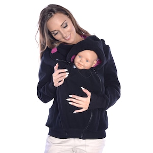 Mija - Moletom / Jaqueta / Moletom de lã para maternidade / para porta-bebês 4047 - Preto