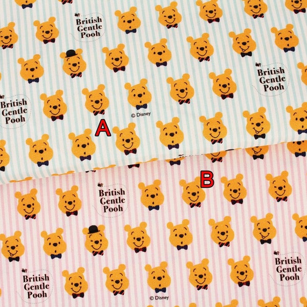 Winnie the Pooh Character Antibiosis Cotton Fabric made in Korea by the Half Yard