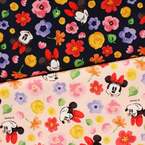 Disney Minnie Mouse Flowers Cotton Antibiosis Fabric printed in Korea by the Half Yard