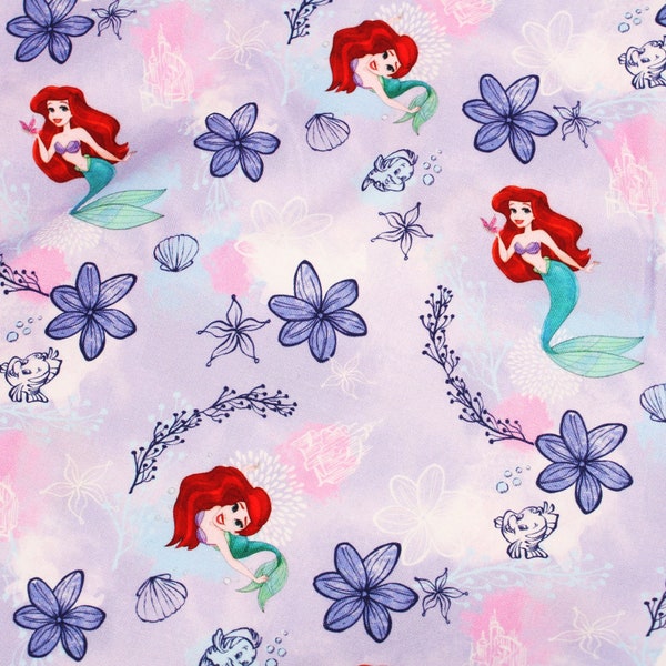 Disney Princess Mermaid Ariel Fabric printed in Korea by the Half Yard