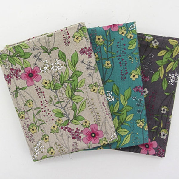 Wild Flowers Floral Patterned Linen Cotton Fabric made in Korea 45cm by 145cm or 18" by 56" by the Half Yard