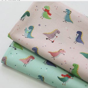 Kawaii Dinosaur Patterned Fabric made in Korea by the Half Yard