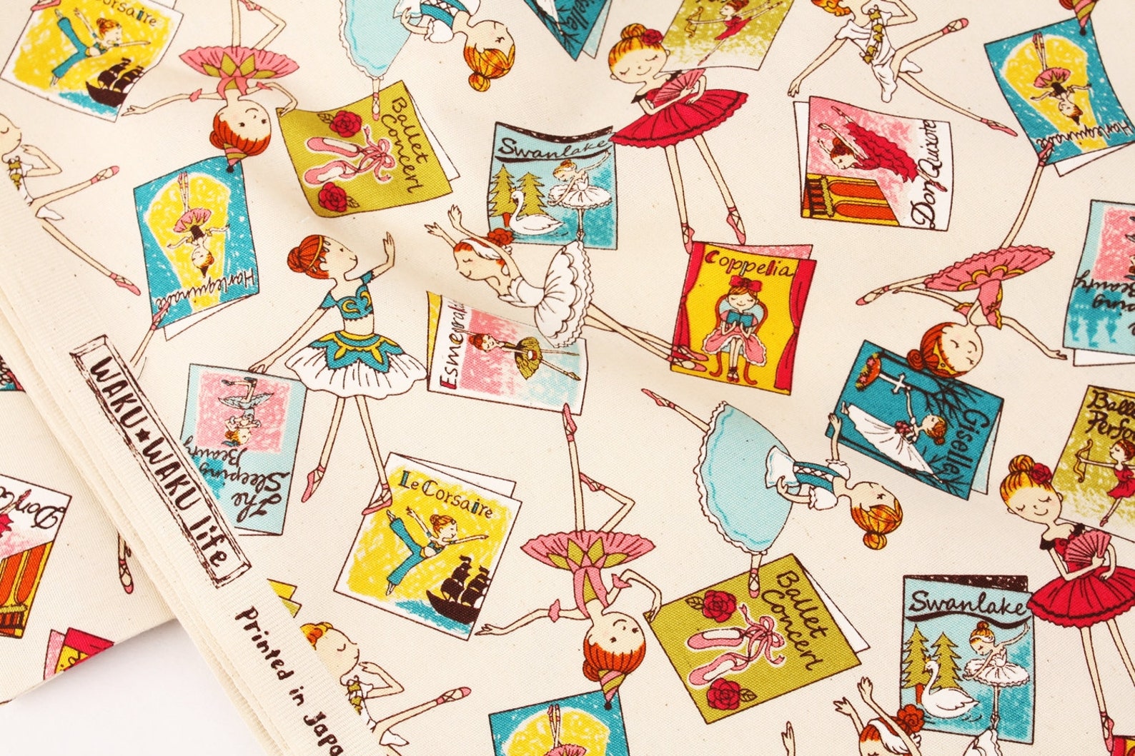 ballet ballerina printed fabric made in japan by the half yard