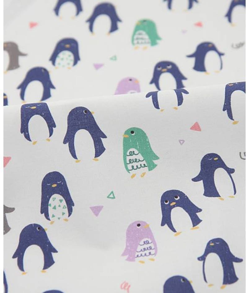 Penguin Patterned Fabric made in Korea by Half Yard Digital Textile Printing