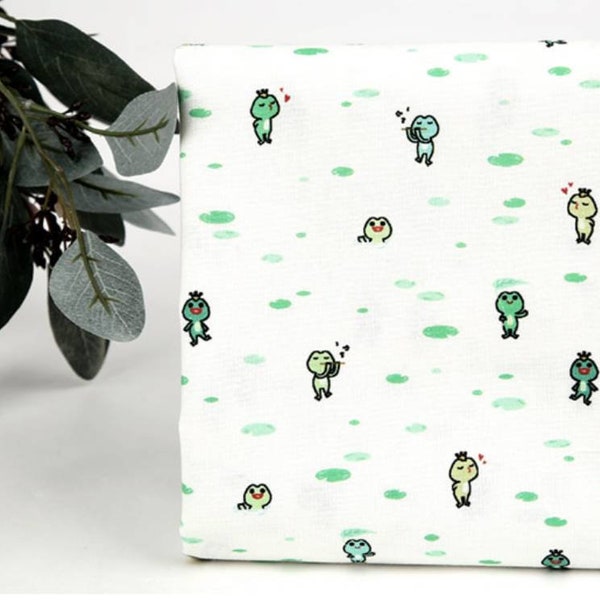 Tissu à motif lentilles d'eau grenouille fabriqué en Corée par impression textile numérique d'un demi-mètre