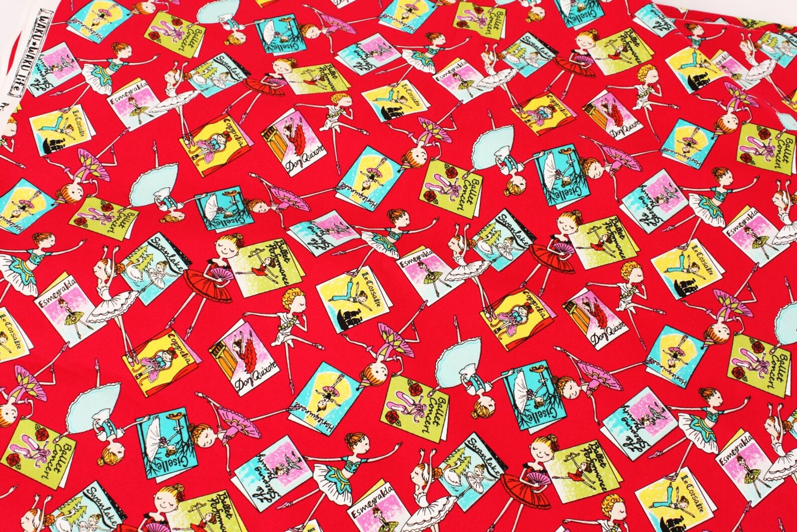 ballet ballerina printed fabric made in japan by the half yard