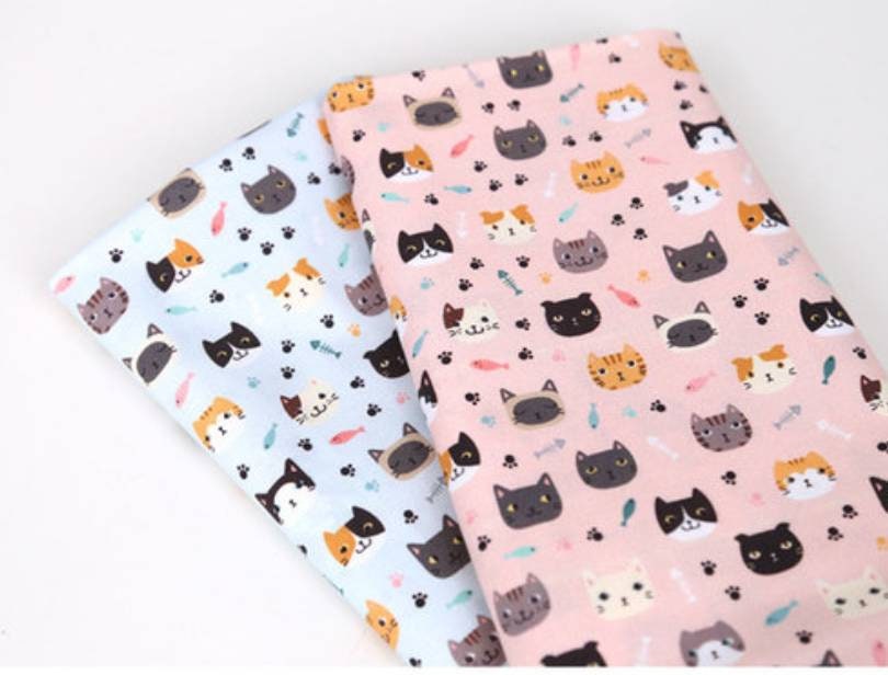 Cat Kitten Patterned Fabric Made in Korea by Half Yard Digital - Etsy