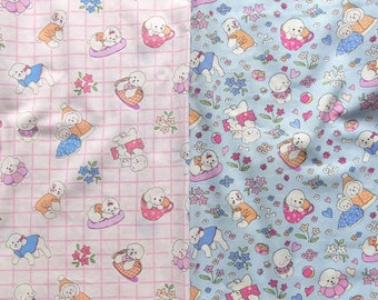 Dog Puppy Lovely Bichon Patterned Fabric made in Korea by the Half Yard