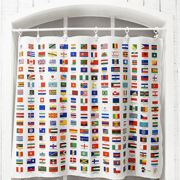 Tissu à motif drapeaux nationaux du monde fabriqué en Corée par le panneau 85 cm x 110 cm